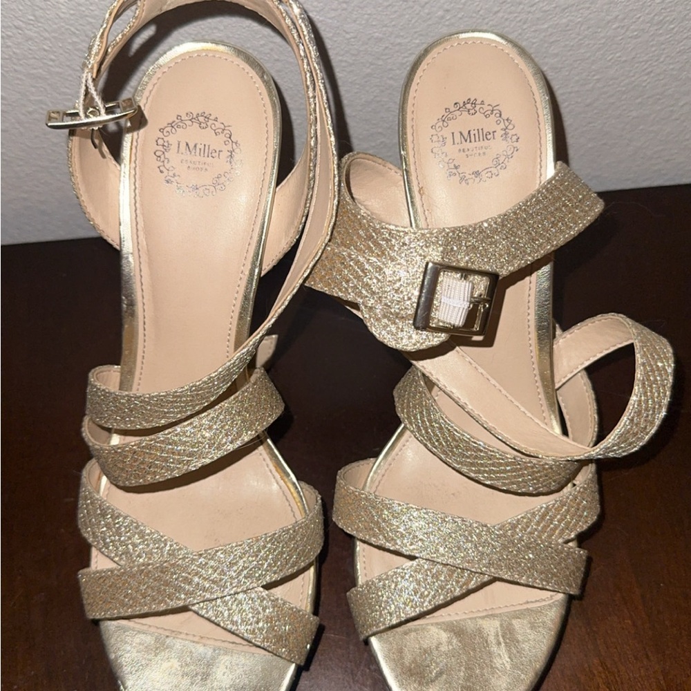 Gold Strappy High-Heel Sandals